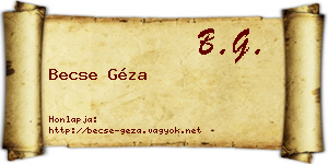 Becse Géza névjegykártya